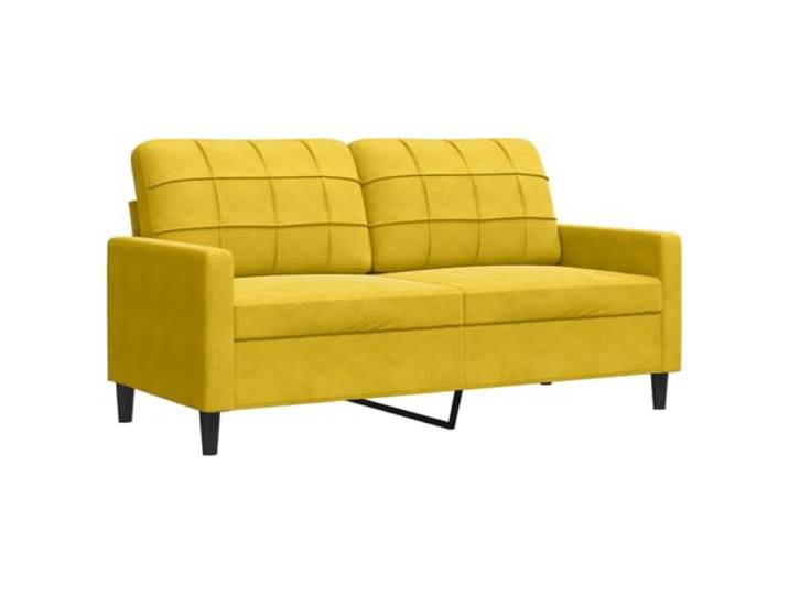 KUTYWEXFM 2-Sitzer Sofa Samt Gelb 140cm Sitzbreite Metallgestell Elegante Couch mit weicher Schaumstoffpolsterung und stabiler Konstruktion aus Metall für Wohnzimmer und Schlafzimmer.