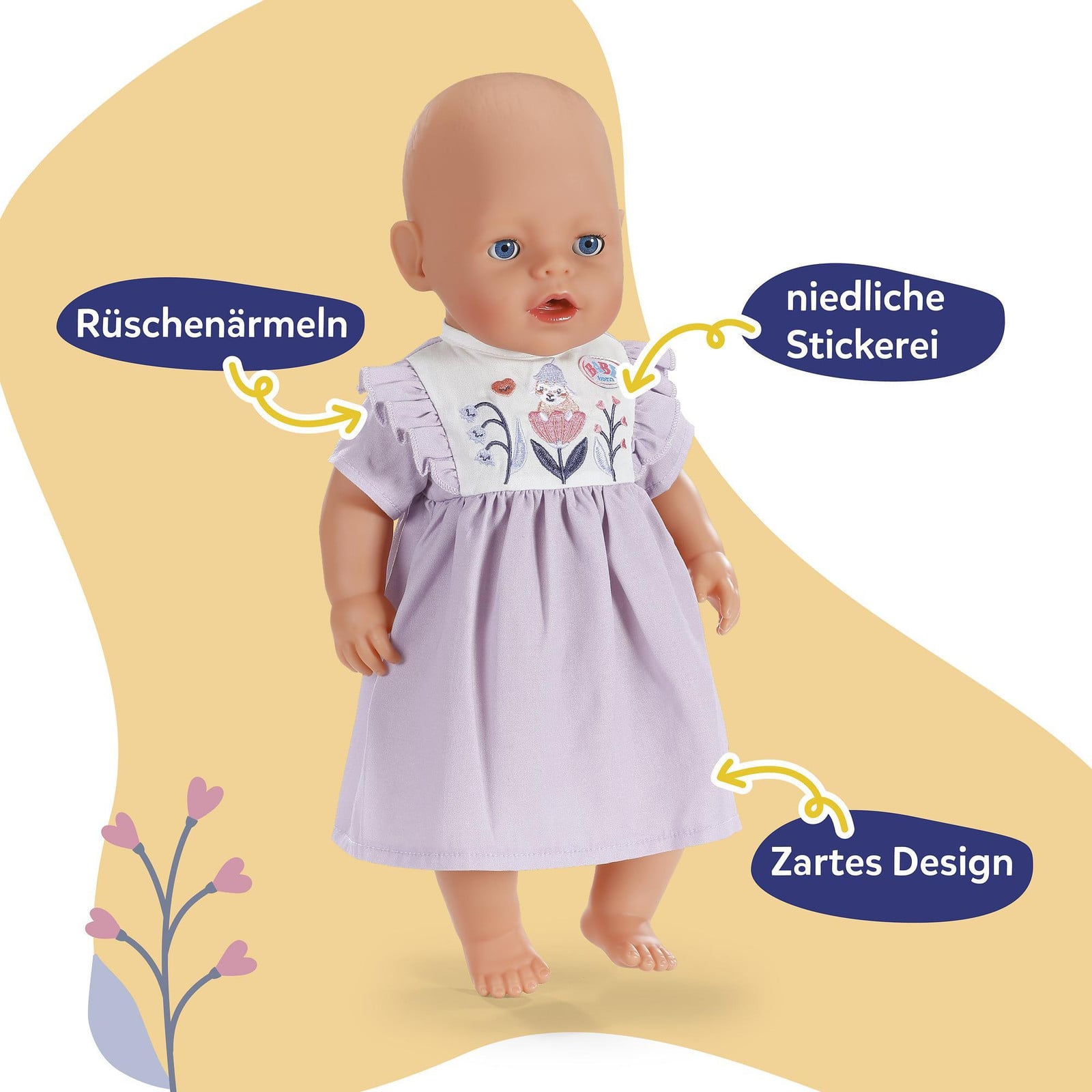 Zapf Creation BABY born Kleedje met bosmotief, paars, 43 cm