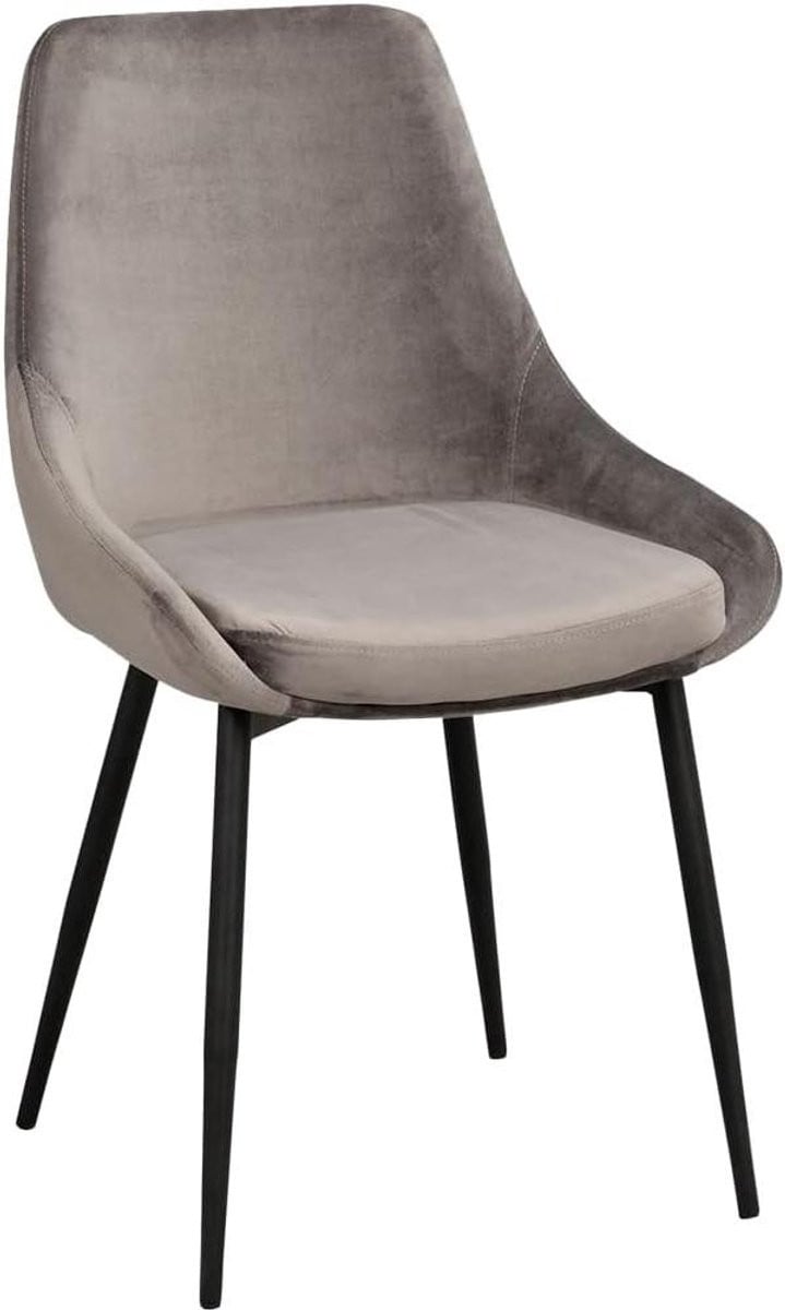 Moderne Eetkamerstoel Fluweel in Grijs met Ergonomisch Ontwerp en 42 cm Zitdiepte