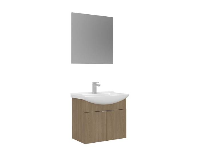 Meuble avec simple vasque et miroir Purus 65 - 65 x 50 x 58 cm - Oak