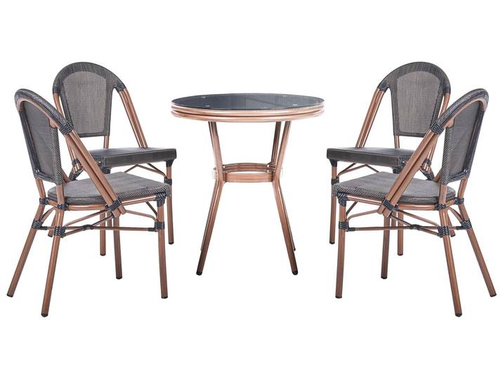 BELIANI Lounge 4er Set in Rattan in Grau mit rundem Couchtisch Dekorativ Elegant Pariser Look