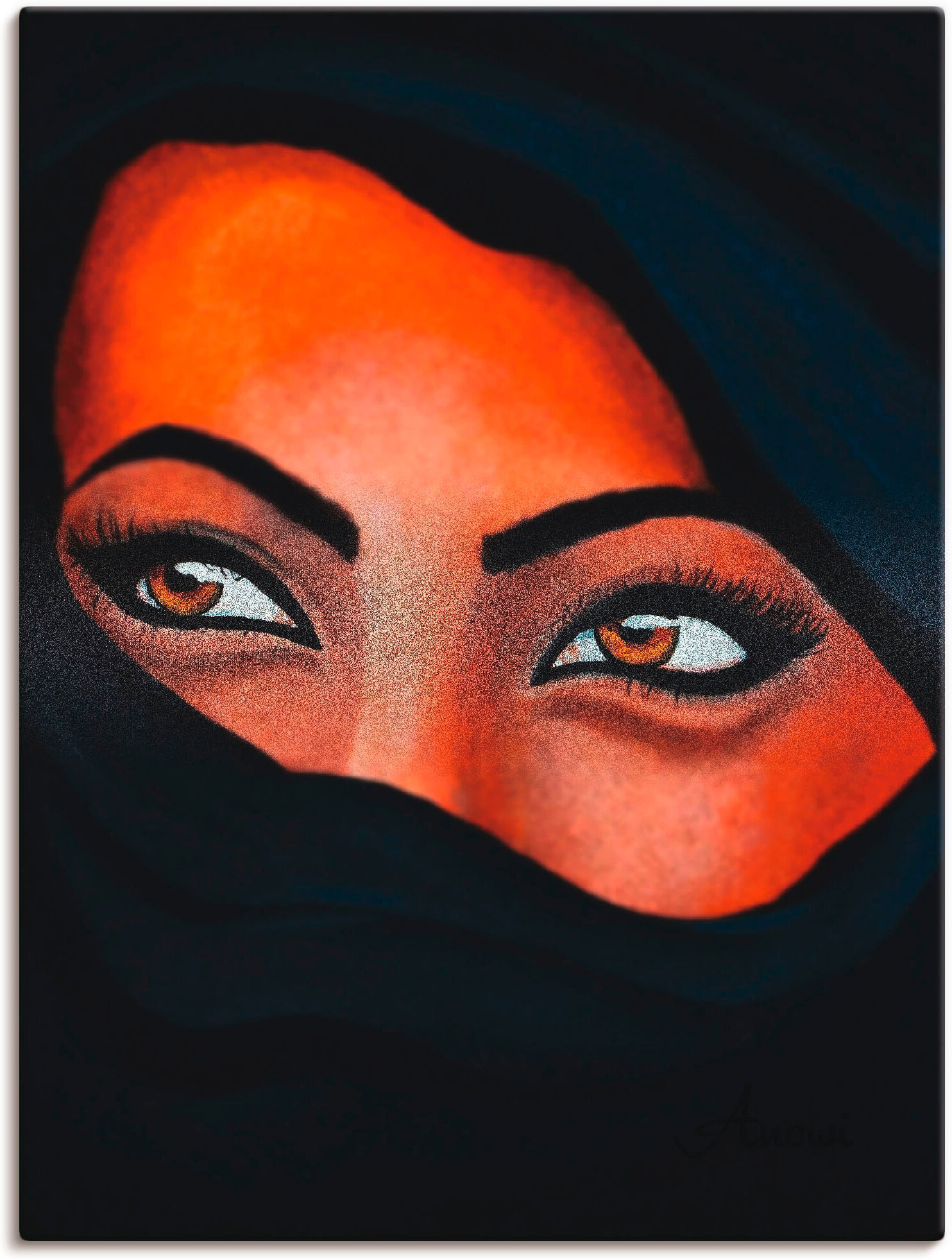 Leinwandbild ARTLAND "Tuareg - Der Sand auf deiner Haut", schwarz (farbe bild(er): schwarz), B:30cm H:40cm, Bilder, Leinwandbild, auf Holzrahmen gespannt farbe bild(er): schwarz B/H/T: 30cm x 40cm, Leinwandbild Frau Hochformat, 1 Stk.