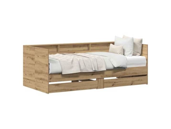 vidaXL Tagesbett mit Regal Artisan-Eiche 90 x 200 cm Holzwerkstoff Robuste Bauweise aus Holzwerkstoffen sorgt dafür, dass dieses Tagesbett super langlebig ist,
