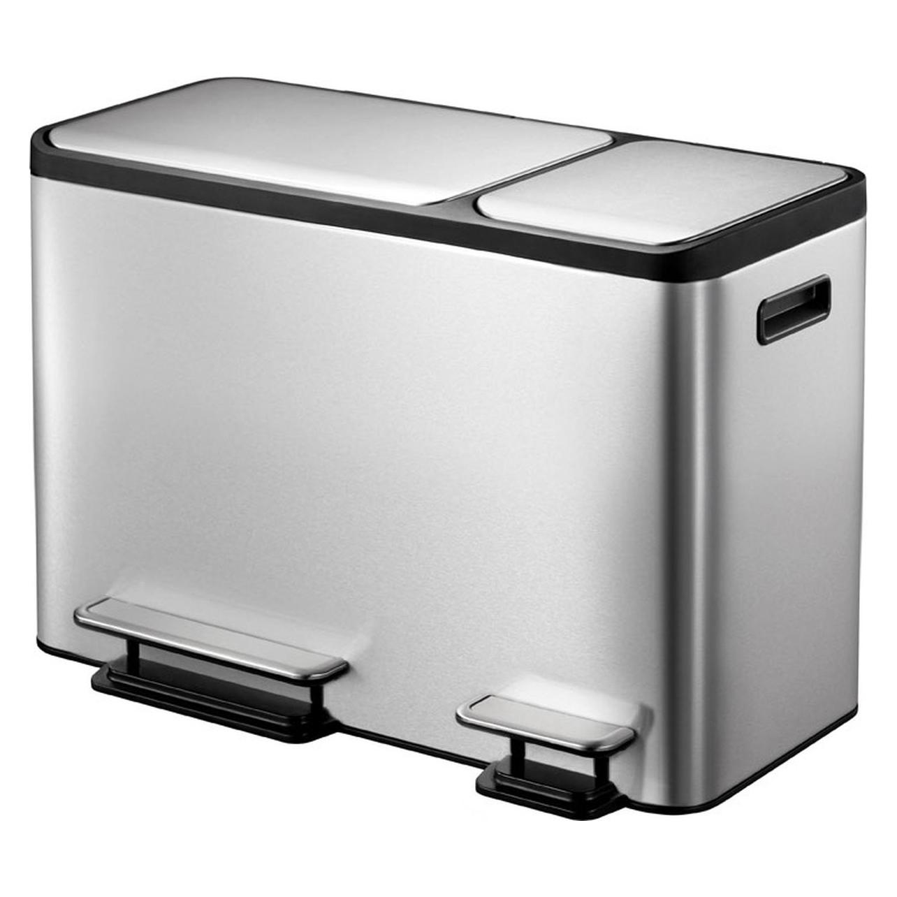 EKO EcoCasa Duo Pedaalemmer - Afvalscheidingsprullenbak - 24 + 12L - Zilvermat RVS (36 l) (8713631193653)