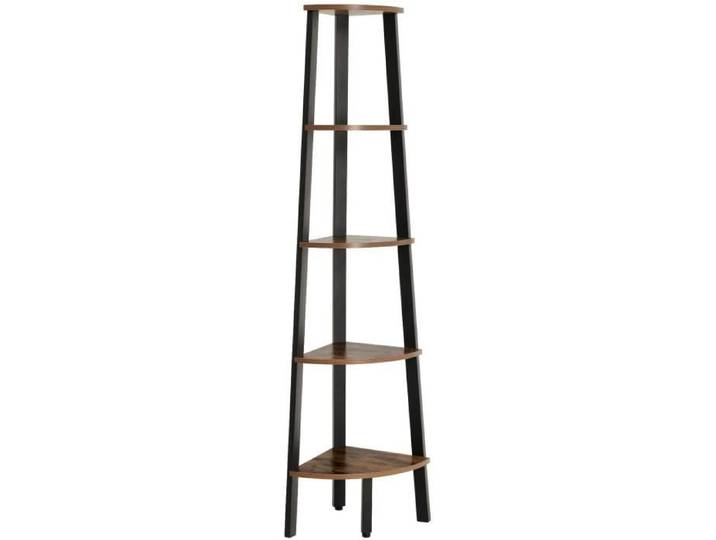 Bibliotheque d angle retro etagere d angle rangement montage facile avec cadre metallique 32 5 x 34 x 159 cm pour salon