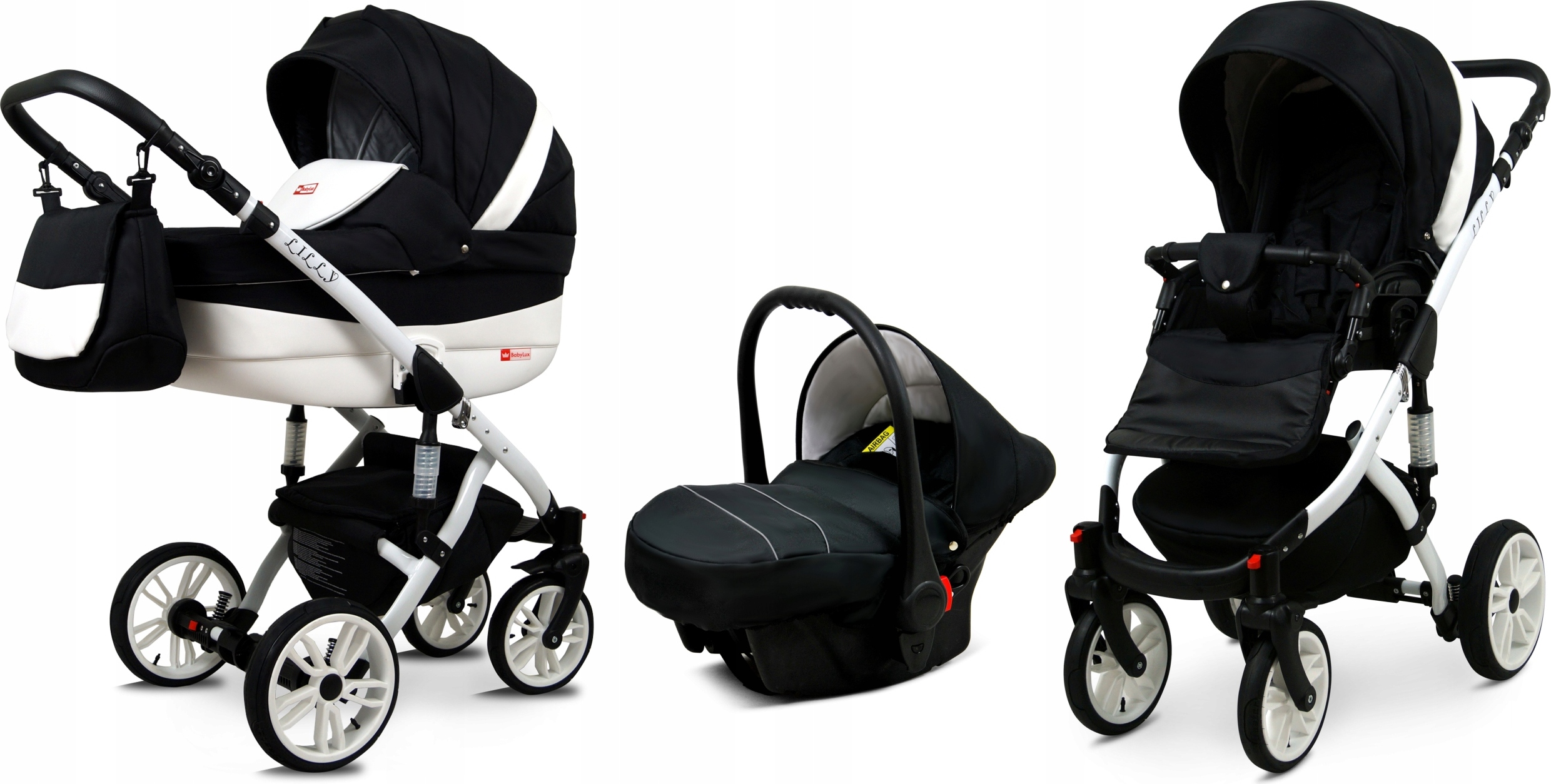 BabyLux Lilly | 3in1 Kinderwagen Set | Carbon | Kombikinderwagen | Kinderwagenset | Buggy + Bab