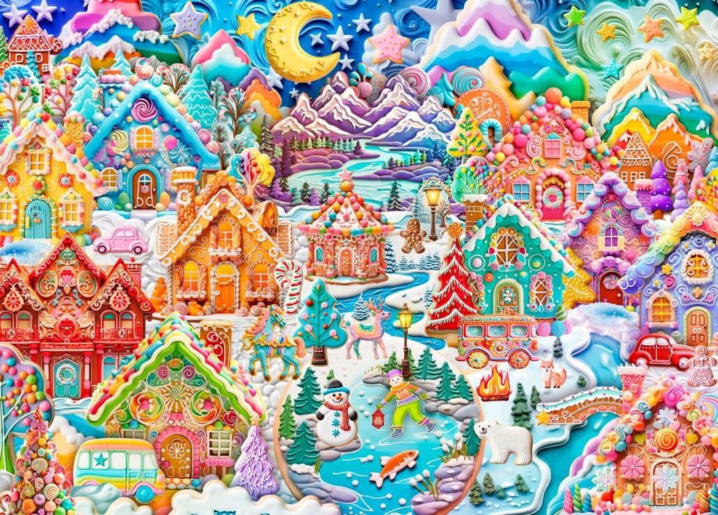 Alipson Puzzel Kleurrijke nacht in Cookietown 1500 stukjes