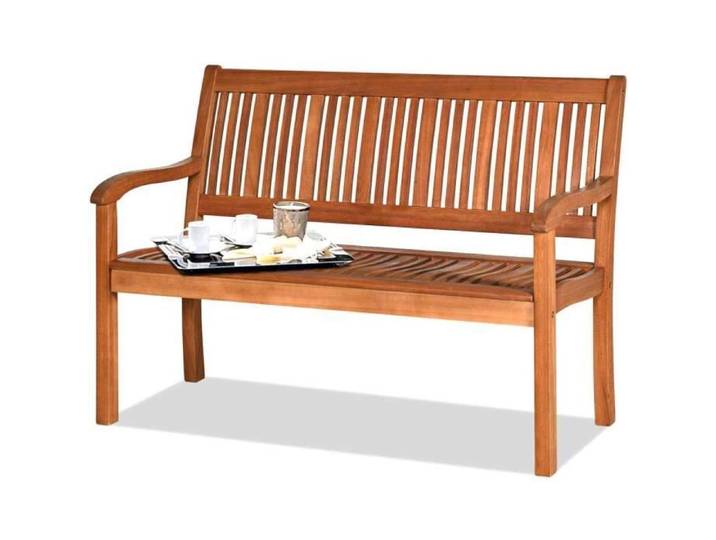 RELAX4LIFE Banc de Jardin en Bois d'Acacia - Dossier et Accoudoir Ergonomique Banc Longue pour Terrasse Balcon 126X63X91CM