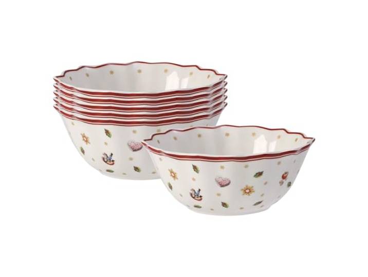 Villeroy & Boch Toy's Delight Kleine Schalen 6er Set, Gebäckschale Weihnachten, Weihnachten Schale, Weihnachten Schüssel, Plätzchenschale, Weihnachtsschüssel Klein, Müslischale Weihnachten