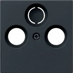 Gira System 55 Zentralplatte, Koaxial-Antennensteckdose, schwarz, Befestigung mit Schraube, ohne Beschriftungsfeld, 0869005