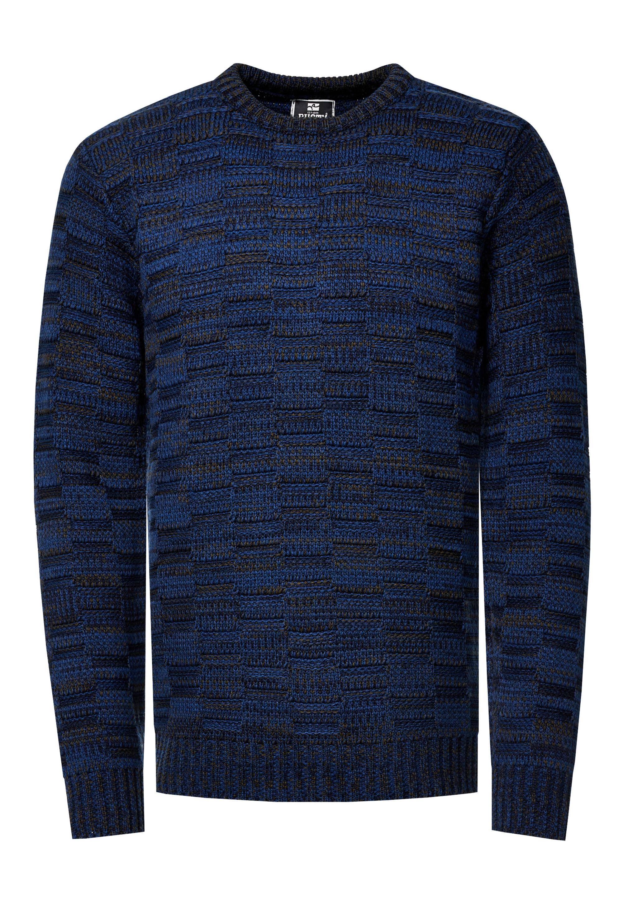Kontrast Grobstrick Rundhals-Pullover