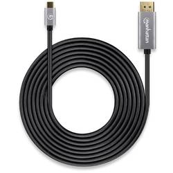 Manhattan DisplayPort / USB-C® Anschlusskabel DisplayPort Stecker, USB-C® Stecker 3.00 m Grau, Schwarz 354851 dreifach geschirmt, vergoldete Steckkontakte