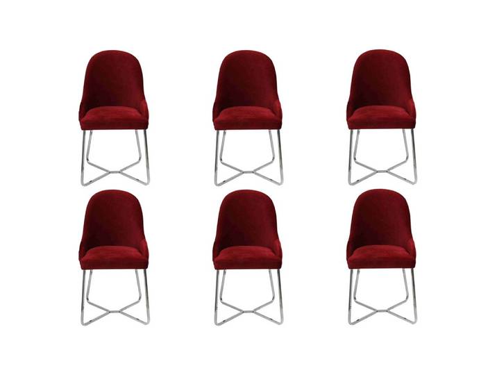 JVmoebel Esszimmerstuhl Rote Esszimmerstühle aus Textil und Holz für modernes Wohnen (6 St), Made in Europa