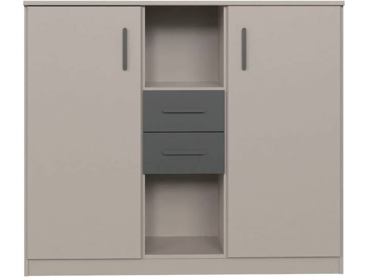 Highboard WIMEX Bahamas, inkl. 2 Schubladen in Absatzdekor, Breite: 122cm , beige (saharagrau, absetzung grafit), B:122cm H:105cm T:41cm, Spanplatte, Sideboards, Highboard, Passend zur Jugendzimmer-Serie Bahamas