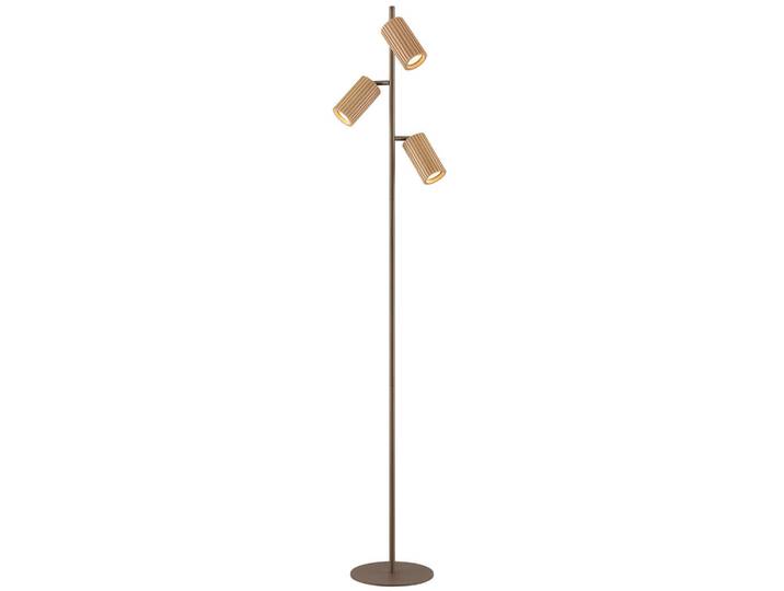 Stehleuchte Lakewood, Braun, Holz, Kautschukholz, 155 cm, Fußschalter, Lampen & Leuchten, Innenbeleuchtung, Stehlampen, Stehlampen