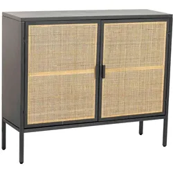 HOLZ-METALLSCHRANK mit 2 Türen, Schwarz, 100x32x85h cm