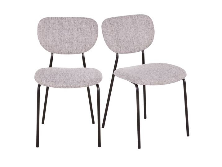 Chaises professionnelles gris tramé et pieds en acier noir (x2)