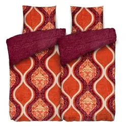 BADIZIO Classic Wendebettwäsche Ornamente & Wellen Mikrofaser Plüsch Doppelbett, 4tlg.