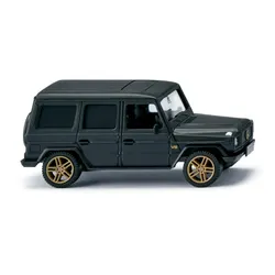 WIKING 026610 Mercedes-Benz G-Klasse V8 Modellauto 1:87 mattschwarz mit goldenen Felgen