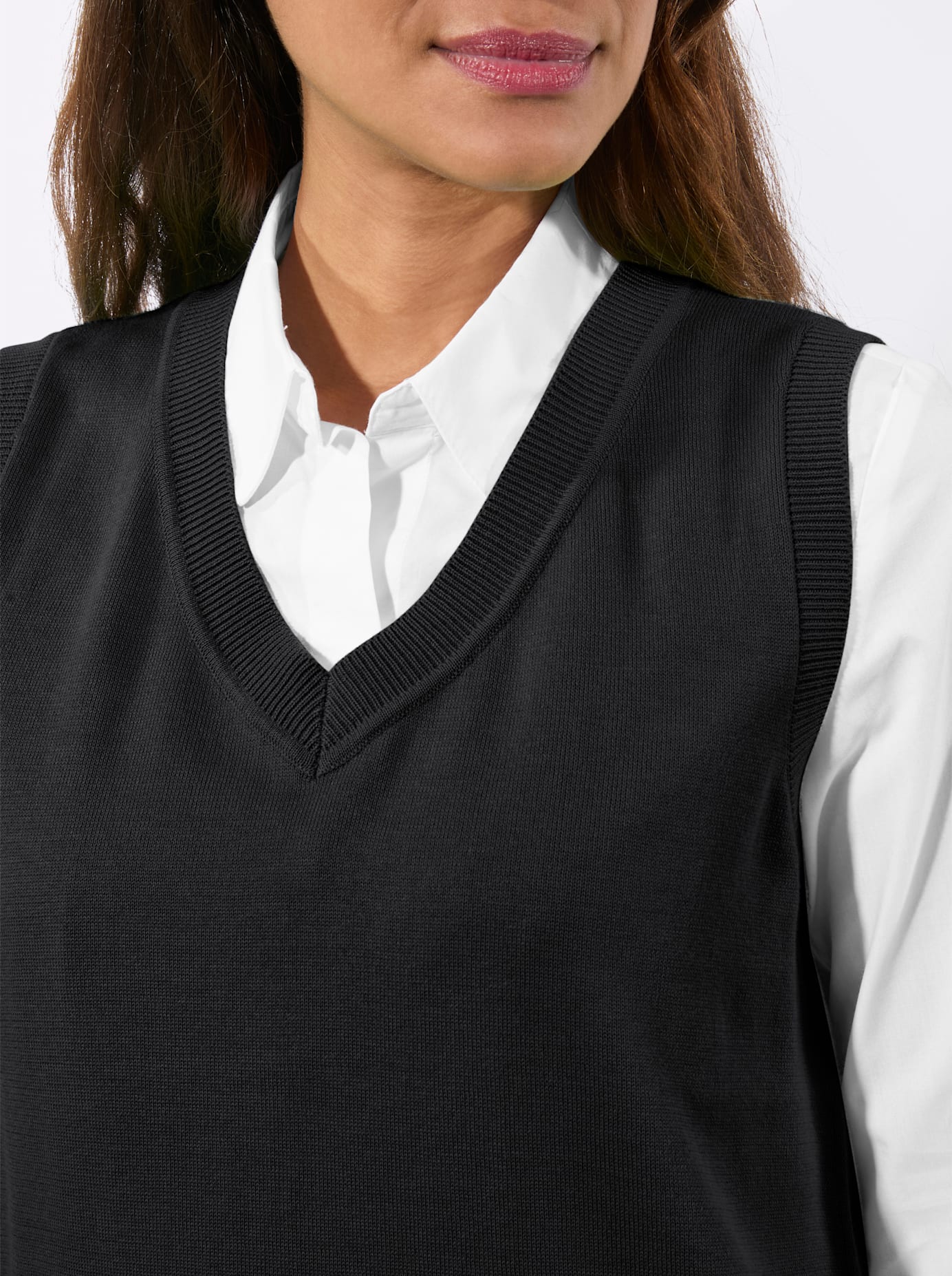 Pullunder CASUAL LOOKS "Pullunder", Damen, Gr. 46, schwarz, 100% Baumwolle, unifarben, Pullover Pullunder schwarz 46