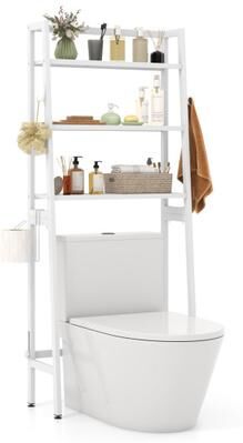 Costway 3-Tier Over The Toilet Storage Shelf with Adjustable Bottom Bar-White