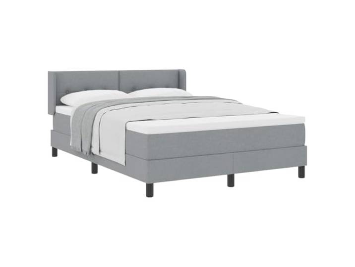 KKgypkn Boxspringbett mit verstellbarem Kopfteil Hellgrau 200 x 140 cm Stoff, Taschenfederkernmatratze mittelfest