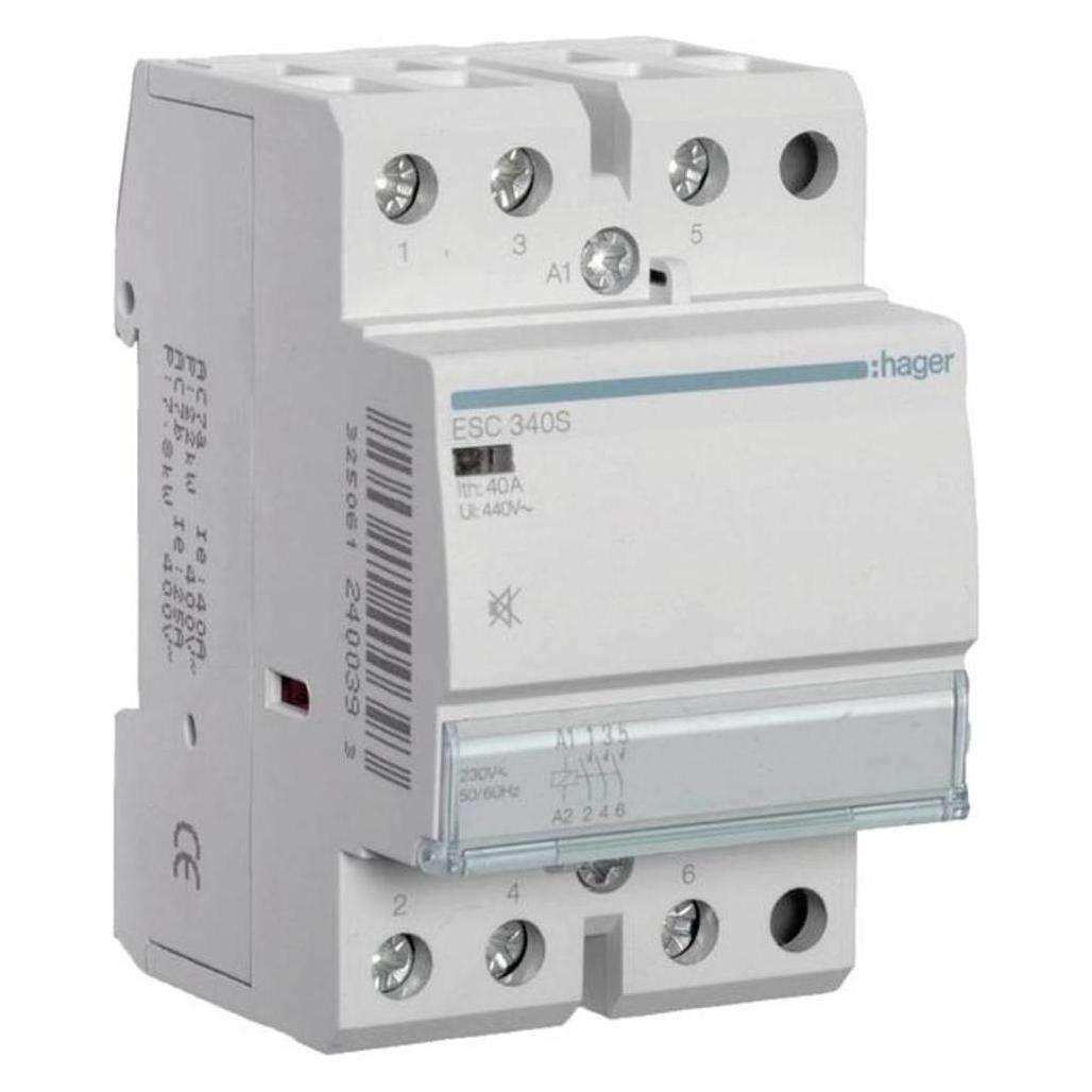 Hager Elektroinstallation. Kontakt Strombelastbarkeit: 40 A, Kabelquerschnitt: 4/16 mm², Temperaturbereich (ESC340S)