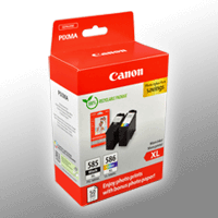 2 Canon Tinten 6204C005 PG-585XL + CL-586XL Doppelpack KCMY + Papier PG-585XLVAL
