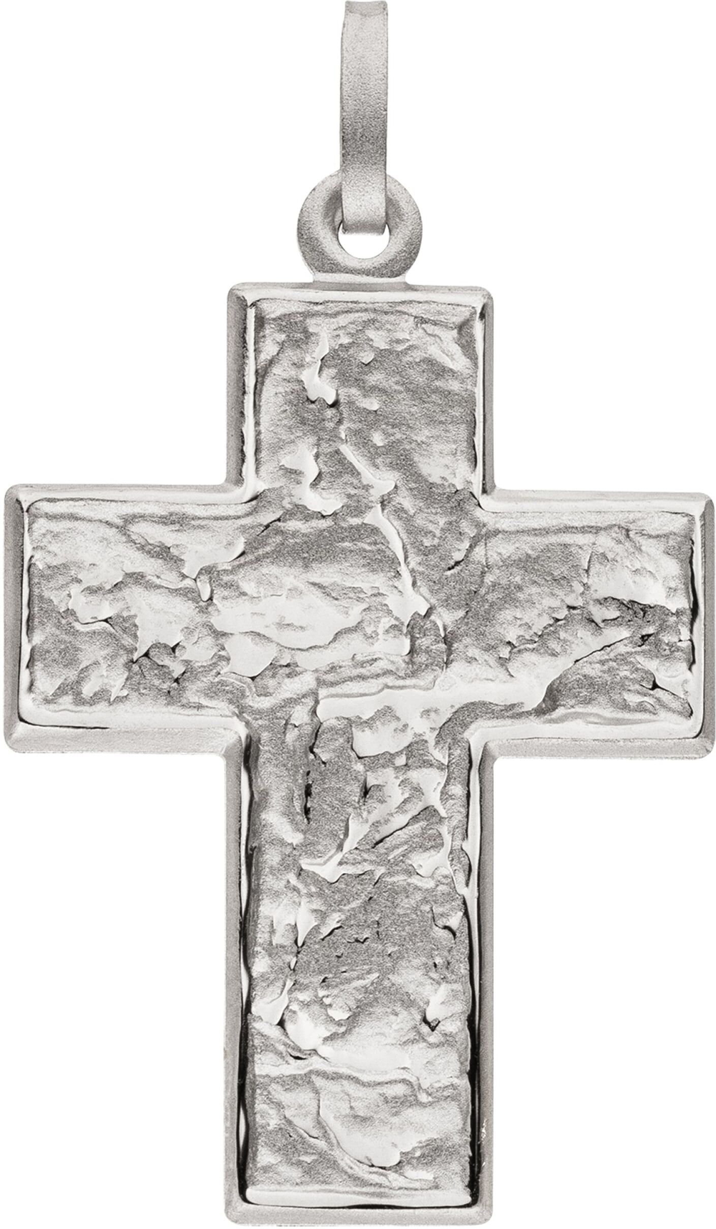 Kreuzanhänger JOBO "Kreuz breit Silberkreuz strukturiert 33 mm", silber (silber 925), Schmuckanhänger, Damen, Silber 925 (Sterlingsilber), 925 Silber rhodiniert