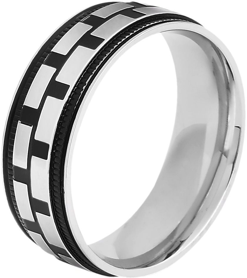 Fingerring AKZENT "Tarek, silberfarbig, langlebig" Gr. 70, bunt (bicolor), Fingerringe, Herren, 70, Edelstahl, Fingerring