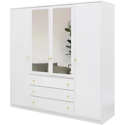 DREHTÜRENSCHRANK GALIO 196/200/57,5 cm 4-türig mit Spiegel Weiß