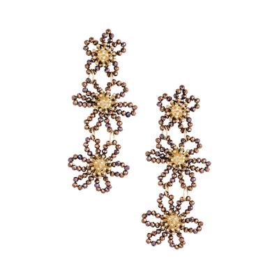 Paar Ohrhänger ADELIA´S "Ohrringe Ohrhänger aus Legierung", Damen, Gr. Damen, gold (braun), Ohrringe, Modeschmuck, modisch mit floralen Statement-Elementen