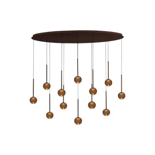 Lucide Calina Ovale Hanglamp met 12 Amber LED-lampen, Dimbare CCT, Brons/Koffie