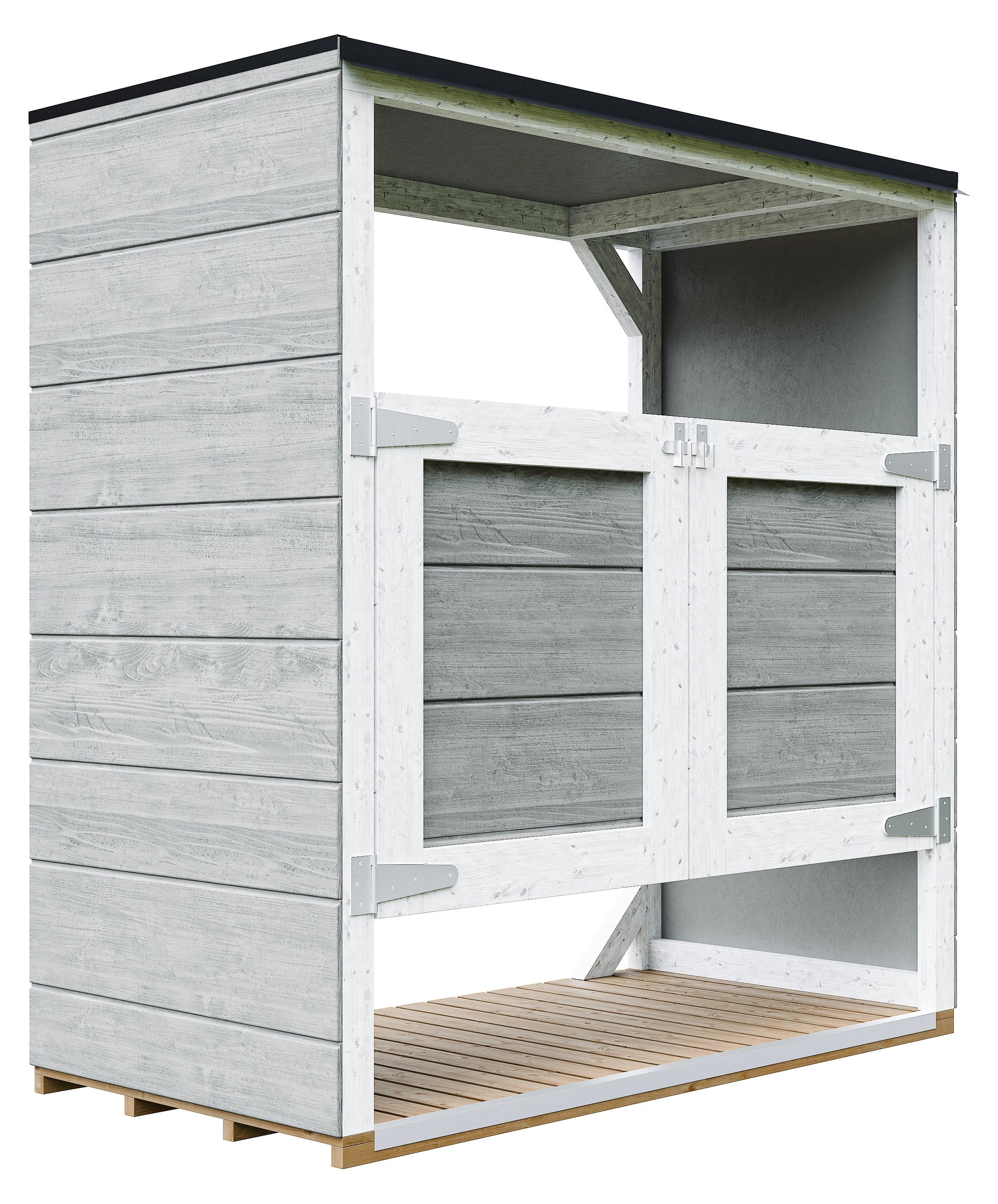 Mülltonnenbox 2er 240L Aus Wetterfest LP Smartside Holz, Mülltonnenverkleidung mit Türen, Garten Mülltonnenbox - Timbela M980A-TUNDRA GREY