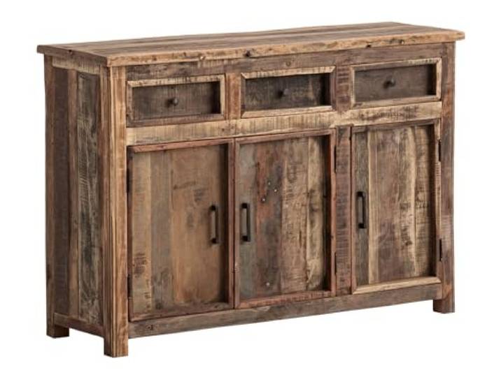 Woodkings Sideboard Sumatra Kommode Altholz rustikal 123x89x40 cm Recycelter Holzschrank für Wohnzimmer Esszimmer Flur Rustikaler Schrank mit Türen und Schubladen Unikat