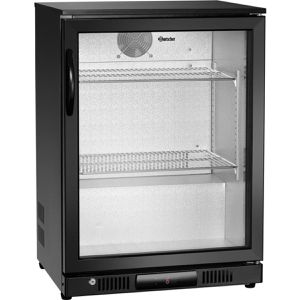 Bartscher Getränkekühlschrank 700121 mit Glastür, abschließbar, eintürig, mit 2 Ablagen, 124 Liter, 60 x 85 cm