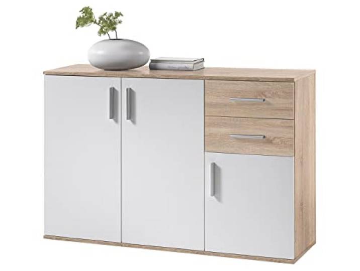 möbelando Kommode Freida II Sonoma hell/Weiß