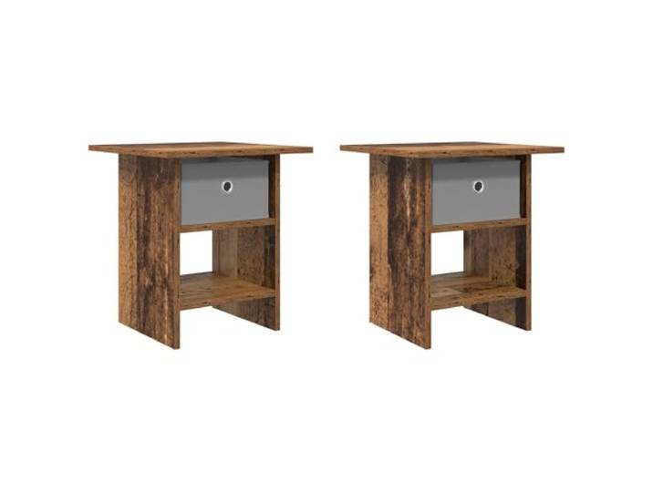 KUPTYERFG Nachttisch 2er Set Altholz-Optik 41x40x45 cm Holzwerkstoff Kompakter Beistelltisch fürs Schlafzimmer mit Schublade und Ablage für geordnete Nachtutensilien.