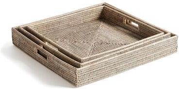 Porch & Petal Burma Rattan Square Ottoman Trays