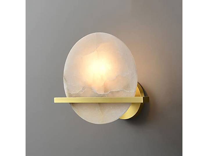 Jadssox Messing-Wandleuchte, runde Marmor-Wandleuchte, Mid-Century-Modern-Wandleuchte, Heimdekoration, Wandleuchten für Wohnzimmer, Schlafzimmer, Nachttisch, Flur, E14-Fassung