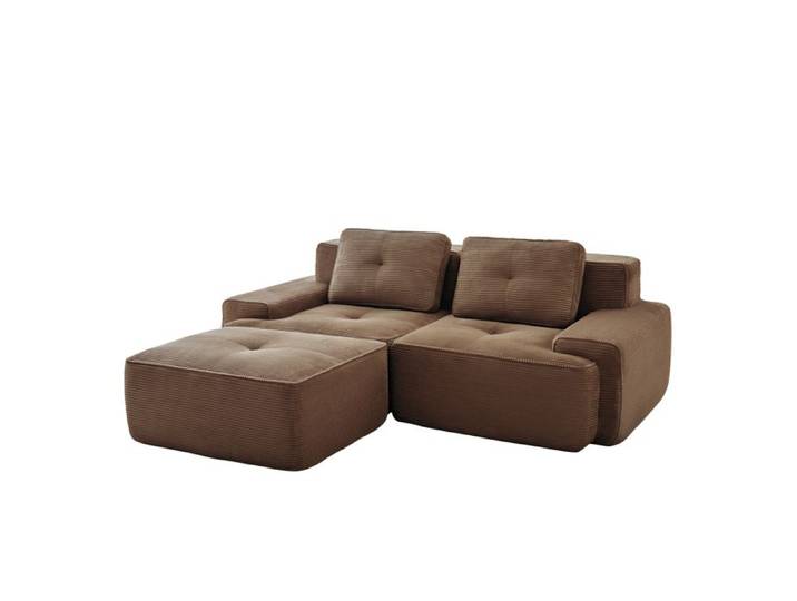 Canapé Modulaire Avec Pouf Ottoman Canapé Deux Places En Velours Sans Installation Marron