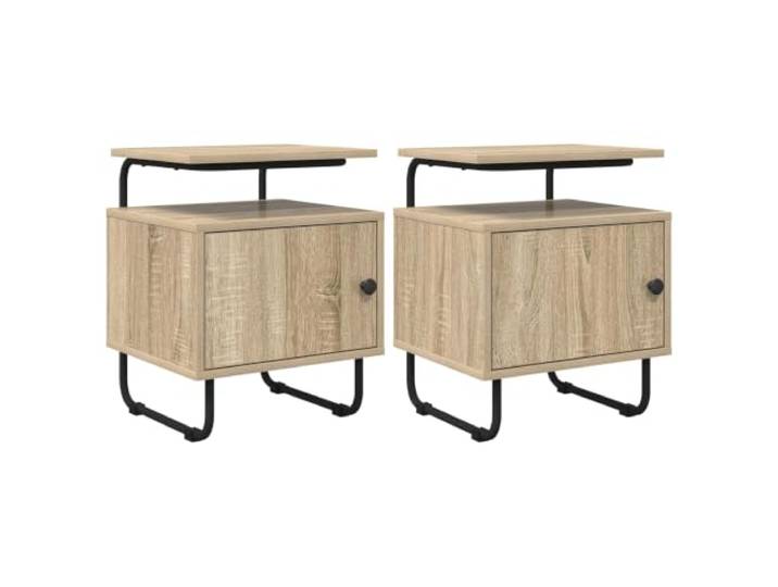 LKJephalotrop Nachttisch 2er Set Sonoma Eiche 40x36.5x50cm Beistelltisch Stabiles Nachtschränkchen im Schlafzimmer mit Türstauraum, verzinktem Stahlrahmen und kratzfreien Bodenschonern.