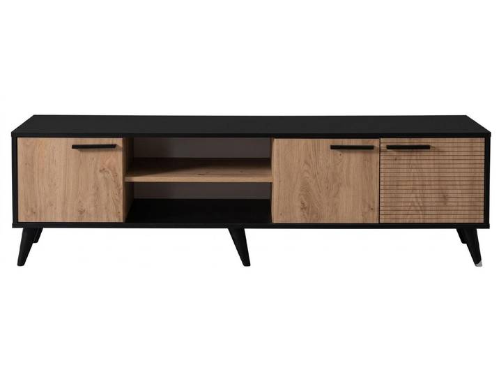 JVmoebel TV-Wand Schwarz-brauner TV-Schrank stilvolles Lowboard Wohnzimmer, Made in Europa