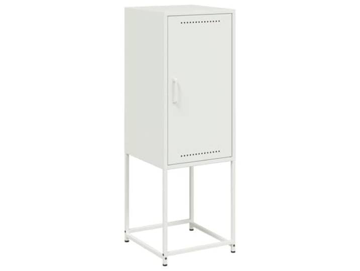 KGFHERENB Highboard Weiß 36x39x107 cm Stahl Beistellschrank Stabiler Industrie Beistellschrank mit 2 Fächern und Tür für Wohnzimmer und Schlafzimmer.