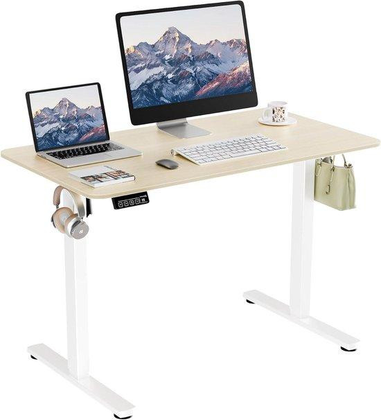 Ergomaker Elektrisch Zit-Sta Bureau met Stille Motor - Wit Eiken - Breedte: 110 cm, Diepte: 60 cm