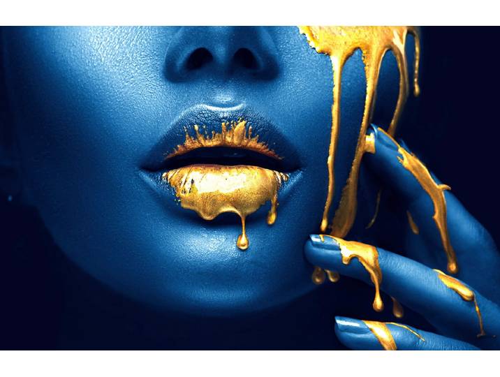 Papermoon GOLDENE LIPPEN-SCHMUCK ART DESIGN ABSTRAKT MUSTER KUNST
