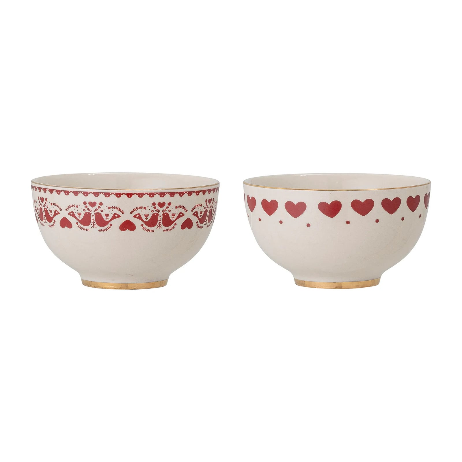 Bloomingville Jolly kom 2-pack rood en wit