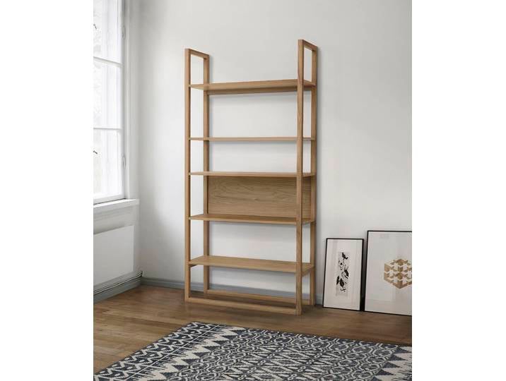 Bücherregal WOODMAN New Est, Regal, Standregal , braun (eichefarben), B:90cm H:185cm T:32cm, Furnier, MDF, Massivholz, Regale, Bücherregal, im skandinavischen Design, Gestell aus massiver Eiche, FSC