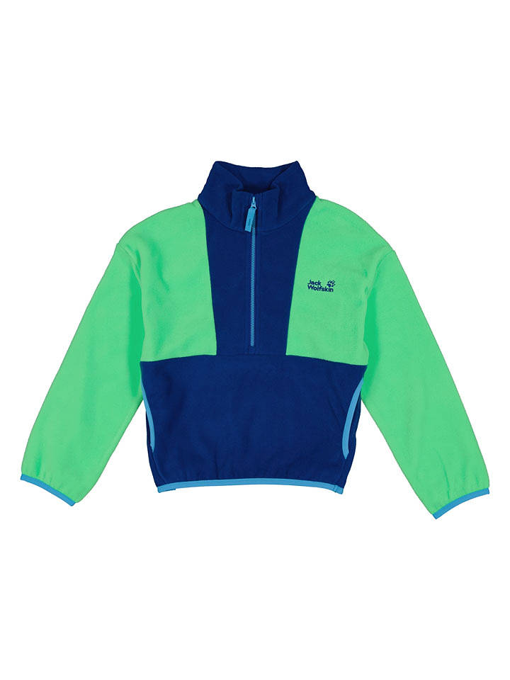 Jack Wolfskin Fleecepullover "Taunus" in Grün/ Dunkelblau - 152