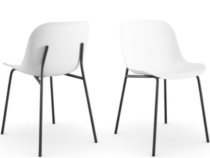 Ocean Esszimmerstuhl 2er Set aus recyceltem Kunststoff weiß mit Metallbeinen
